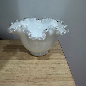 Fenton White Ruffled Glass Bowl